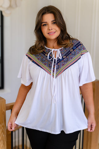 Casually Boho Keyhole Neckline Top-Short Sleeves-Ave-Motis & Co Boutique, Women's Fashion Boutique in Carthage, Missouri