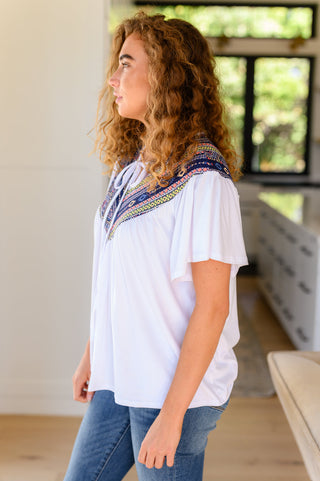 Casually Boho Keyhole Neckline Top-Short Sleeves-Ave-Motis & Co Boutique, Women's Fashion Boutique in Carthage, Missouri