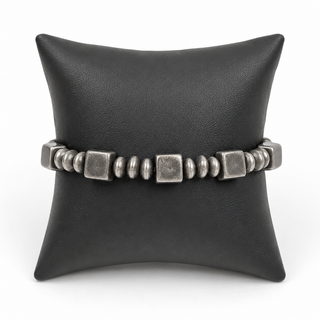 Oakie Silver Mix Bead Stretch Bracelet-Bracelets-Western Elite-Motis & Co Boutique, Women's Fashion Boutique in Carthage, Missouri