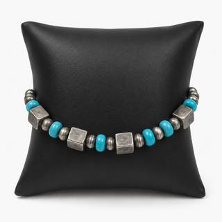 Oakie Turquoise Mix Bead Stretch Bracelet-Bracelets-Western Elite-Motis & Co Boutique, Women's Fashion Boutique in Carthage, Missouri
