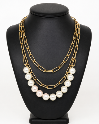 Seaside Gold and Pearl Layer Necklace-Necklaces-Carol Su-Motis & Co Boutique, Women's Fashion Boutique in Carthage, Missouri