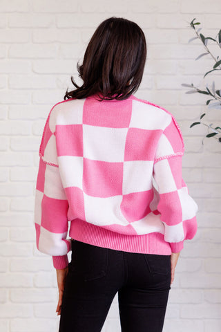 Check Yourself Checkered Sweater in Pink-Tops-Ave Shops-Motis & Co Boutique, Women's Fashion Boutique in Carthage, Missouri