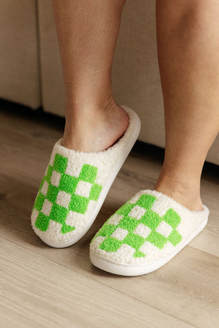 Checked Out Slippers in Green-Slippers-Ave-Motis & Co Boutique, Women's Fashion Boutique in Carthage, Missouri