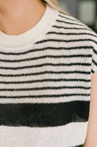Chic and Sweet Striped Knit Top-Short Sleeves-Ave Shops-Motis & Co Boutique, Women's Fashion Boutique in Carthage, Missouri
