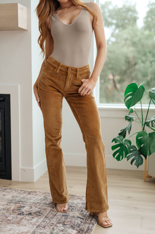 Cordelia Bootcut Corduroy Pants in Camel-Pants-Ave-Motis & Co Boutique, Women's Fashion Boutique in Carthage, Missouri