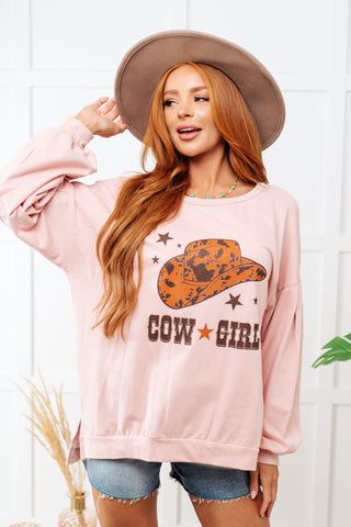 Cowgirl Graphic Pullover in Dusty Pink-Graphic Sweaters-Ave-Motis & Co Boutique, Women's Fashion Boutique in Carthage, Missouri