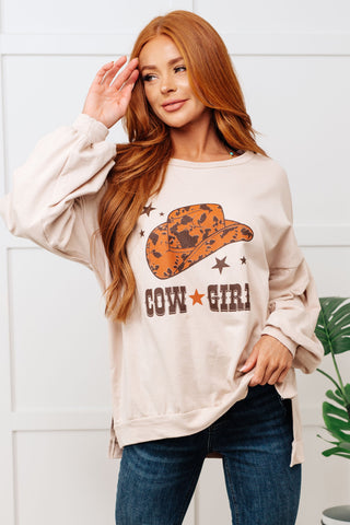 Cowgirl Graphic Pullover in Stone-Graphic Sweaters-Ave-Motis & Co Boutique, Women's Fashion Boutique in Carthage, Missouri