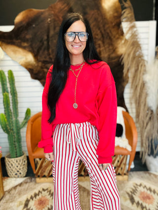Kaylee Drop Shoulder Oversized Sweatshirt Red-Pullovers-HYFVE-Motis & Co Boutique, Women's Fashion Boutique in Carthage, Missouri