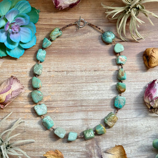Turquoise Nugget Necklace with Brown Shell