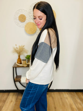 Patchwork Waffle Henley Long Sleeve Top - Parker-Long Sleeves-Dear Lover-Motis & Co Boutique, Women's Fashion Boutique in Carthage, Missouri