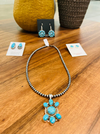 Hada Kingman Turquoise Pendant-Necklaces-Motis & CO-Motis & Co Boutique, Women's Fashion Boutique in Carthage, Missouri