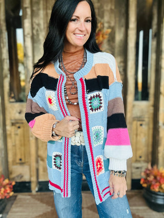 Cira Crochet Patchwork Cardigan