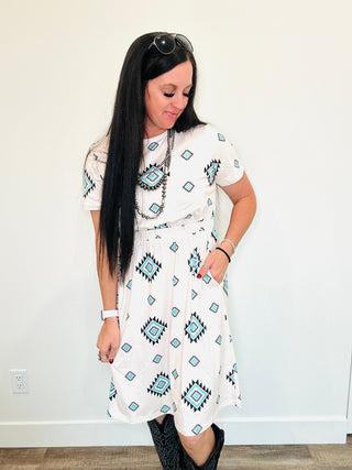 Bohemian Queen Aztec Print Dress-Dresses-Rowdy Crowd-Motis & Co Boutique, Women's Fashion Boutique in Carthage, Missouri