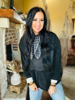 Double Take Bull Quarter Zip Sweatshirt-Long Sleeves-2 Fly-Motis & Co Boutique, Women's Fashion Boutique in Carthage, Missouri