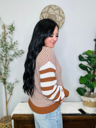 Kennedy Stripe Geometric Striped Sweater-Sweaters-Motis & CO-Motis & Co Boutique, Women's Fashion Boutique in Carthage, Missouri