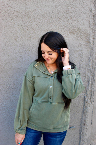 Harmony Mineral Washed Green Sweatshirt-Pullovers-Very J-Motis & Co Boutique, Women's Fashion Boutique in Carthage, Missouri