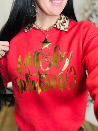 Merry Gold Foil Red Pullover-graphic Sweatshirt-P&PD-Motis & Co Boutique, Women's Fashion Boutique in Carthage, Missouri