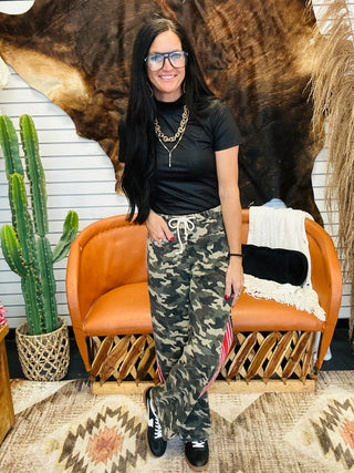 Sebastian Sport Stripe Camo Wide Leg Pants-Pants-Veveret-Motis & Co Boutique, Women's Fashion Boutique in Carthage, Missouri