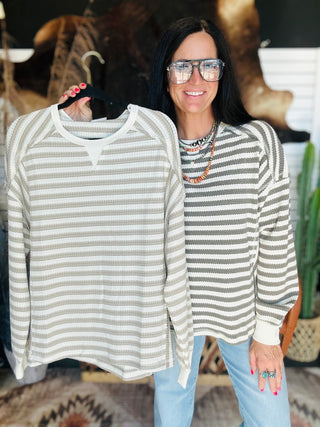 Elizabeth Striped Waffle Top