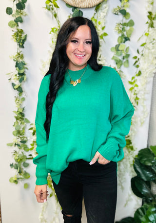 Elva Oversized Green Sweater-Sweaters-Zenana-Motis & Co Boutique, Women's Fashion Boutique in Carthage, Missouri