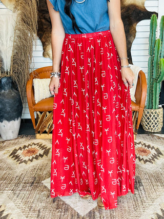 Red Dirt Branded Maxi Skirt-Dresses-sterling kreek-Motis & Co Boutique, Women's Fashion Boutique in Carthage, Missouri