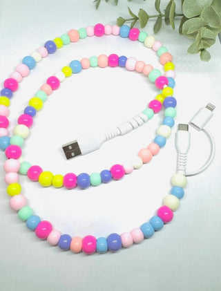 Cotton Candy Beaded Phone Charger-Phone Accessories-P&PD-Motis & Co Boutique, Women's Fashion Boutique in Carthage, Missouri