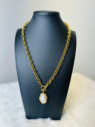 Pearl Drop Gold Plated Chunky Necklace | The Pearl-Necklaces-ChanSutt-Motis & Co Boutique, Women's Fashion Boutique in Carthage, Missouri