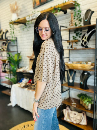 Howdy Dotty Knit Top-Short Sleeves-2 Fly-Motis & Co Boutique, Women's Fashion Boutique in Carthage, Missouri