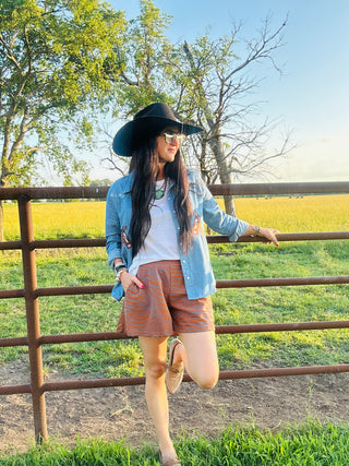 Lena Western Denim Embroidery Shirt-Long Sleeves-Taelynn-Motis & Co Boutique, Women's Fashion Boutique in Carthage, Missouri