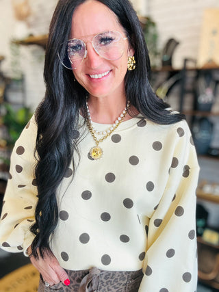 Landon Polka Dot Fleece Pullover-Pullovers-Papermoon-Motis & Co Boutique, Women's Fashion Boutique in Carthage, Missouri