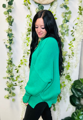 Elva Oversized Green Sweater-Sweaters-Zenana-Motis & Co Boutique, Women's Fashion Boutique in Carthage, Missouri