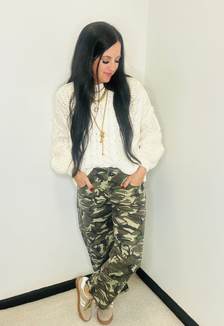 Chunky Mock Neck Balloon Sleeve Cream Sweater - Crystal-Sweaters-POL-Motis & Co Boutique, Women's Fashion Boutique in Carthage, Missouri