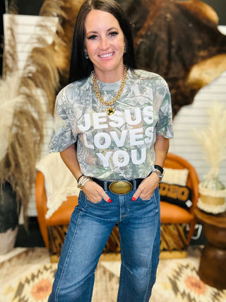 Jesus Loves You Camo Graphic Tee-Graphic Tees-Wicker Road-Motis & Co Boutique, Women's Fashion Boutique in Carthage, Missouri