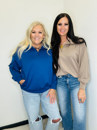 Scuba Half Zip Casual Pullover in Navy - Zuri-Pullovers-Zenana-Motis & Co Boutique, Women's Fashion Boutique in Carthage, Missouri