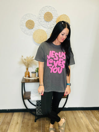 Jesus Love You Short Sleeve Tee-Graphic Tees-Poppy & Pine-Motis & Co Boutique, Women's Fashion Boutique in Carthage, Missouri