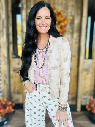 Andie Western Cowboy Print Cardigan