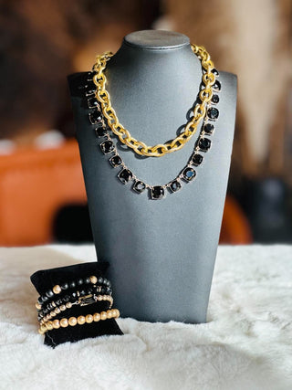 Yukon Black Wood and Crystal Bracelet Set-Bracelets-What's Hot-Motis & Co Boutique, Women's Fashion Boutique in Carthage, Missouri