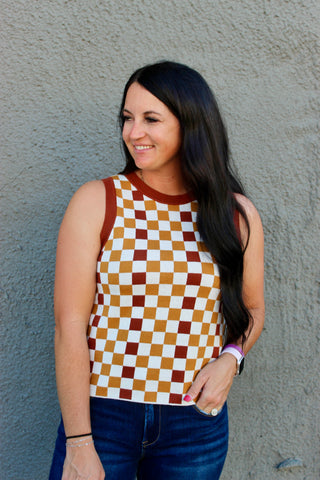 Keeping Score Checkered Tank-Tanks-Ave-Motis & Co Boutique, Women's Fashion Boutique in Carthage, Missouri