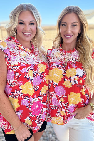 Among The Flowers Floral Top-Short Sleeves-Ave-Motis & Co Boutique, Women's Fashion Boutique in Carthage, Missouri