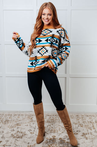 Desert Vibes Geometric Striped Sweater-Tops-Ave Shops-Motis & Co Boutique, Women's Fashion Boutique in Carthage, Missouri