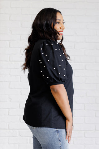 Diamonds and Pearls Puff Sleeve Top in Black-Tops-Ave Shops-Motis & Co Boutique, Women's Fashion Boutique in Carthage, Missouri