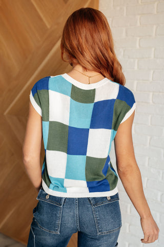 Disco Darling Checkered Sleeveless Sweater-Tops-Ave Shops-Motis & Co Boutique, Women's Fashion Boutique in Carthage, Missouri