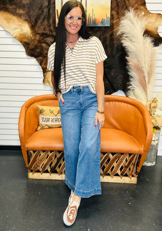 Robin Short Sleeve Striped Top-Short Sleeves-Zenana-Motis & Co Boutique, Women's Fashion Boutique in Carthage, Missouri