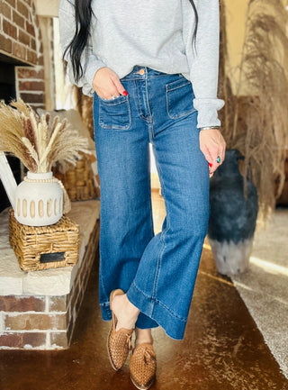 Wyatt Wide Leg Risen Cropped Jeans