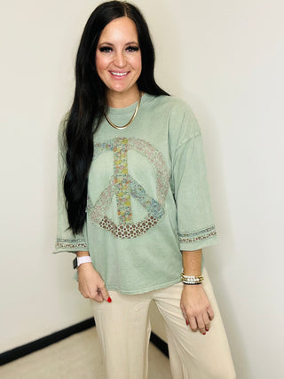 Palmer Peace Patch Top-Short Sleeves-EASEL-Motis & Co Boutique, Women's Fashion Boutique in Carthage, Missouri