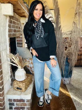 Double Take Bull Quarter Zip Sweatshirt-Long Sleeves-2 Fly-Motis & Co Boutique, Women's Fashion Boutique in Carthage, Missouri