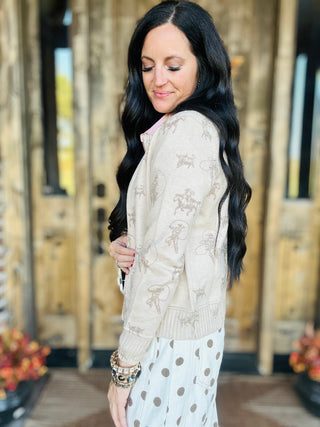Andie Western Cowboy Print Cardigan