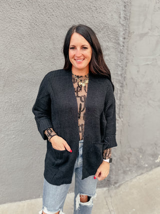 Becca Black Knit Cardigan-Cardigans-MOTIS-Motis & Co Boutique, Women's Fashion Boutique in Carthage, Missouri