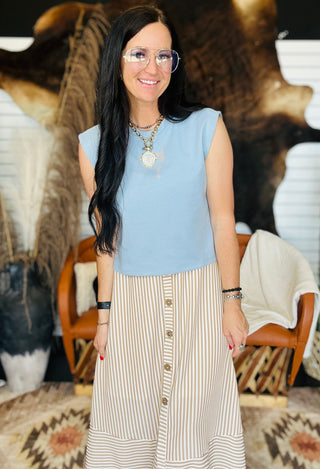 Saddle Stone Blue Boxy Tank-sleeveless-2 Fly-Motis & Co Boutique, Women's Fashion Boutique in Carthage, Missouri