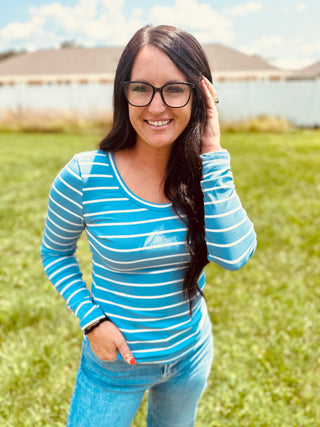 Stacy Swoop Neck Striped Top Blue-Long Sleeves-staccato-Motis & Co Boutique, Women's Fashion Boutique in Carthage, Missouri